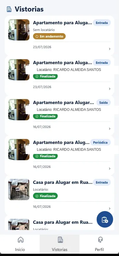 Lista de vistorias